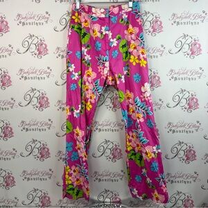 Mirette pants flowers tropical Hawaiian style bright neon Pink Floral Pants